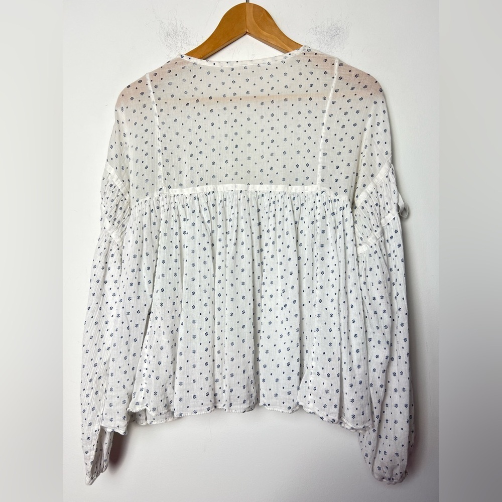 Ulla Johnson Fabienne Peasant Blouse White Blue Foulard Dot Print Quiet Luxury - Picture 12 of 14